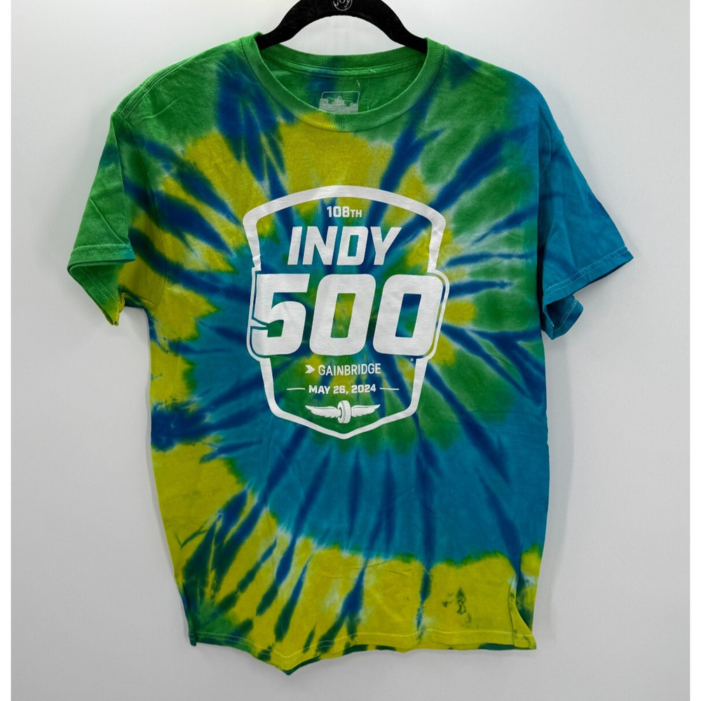 Indy 500 Gainbridge 108th 2024 Graphic Tie Dye T Shirt Mens Size Medium NWT